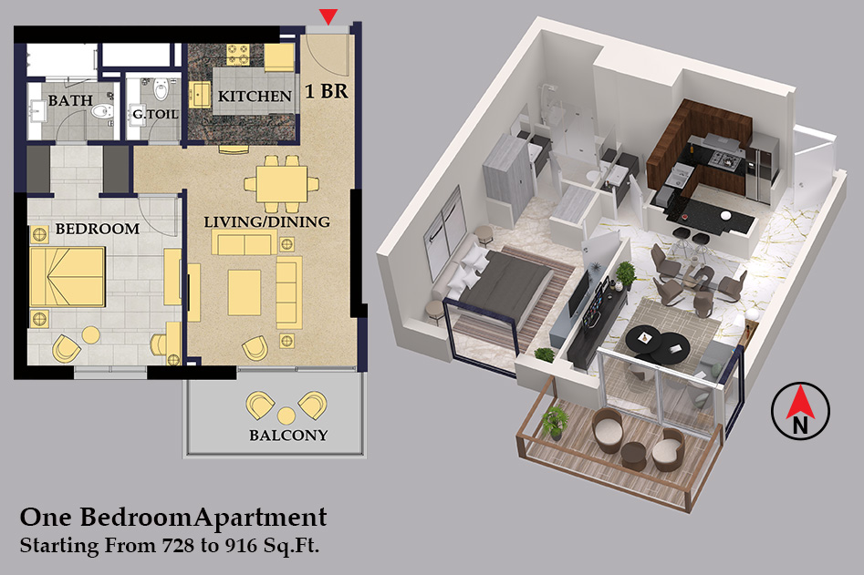 Riva Residence 1 Bedroom apartment floor plan layout Dubai Maritime City