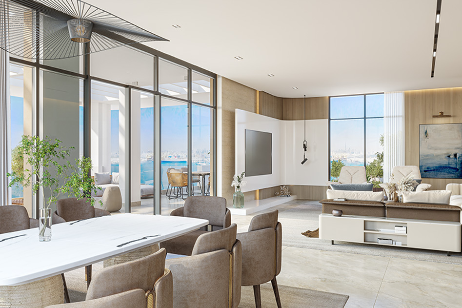 Modern luxury apartment living room Riva Residence Dubai interior 3