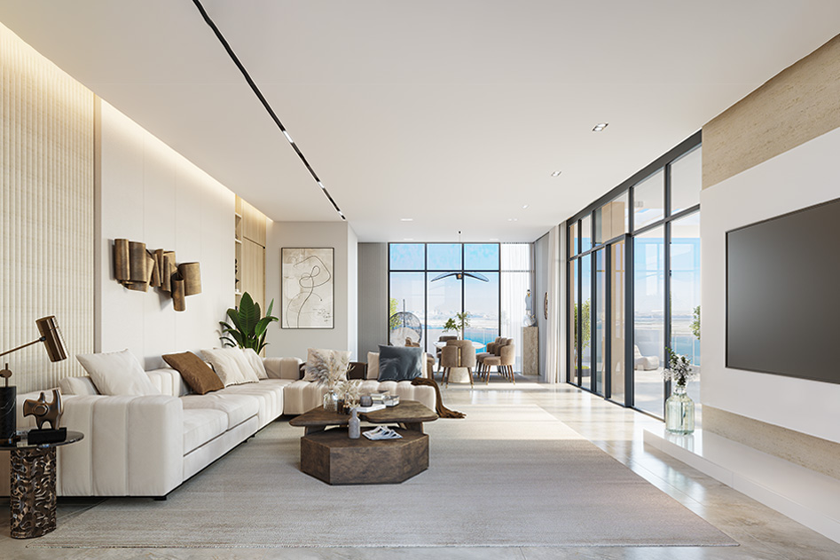 Modern luxury apartment living room Riva Residence Dubai interior 4